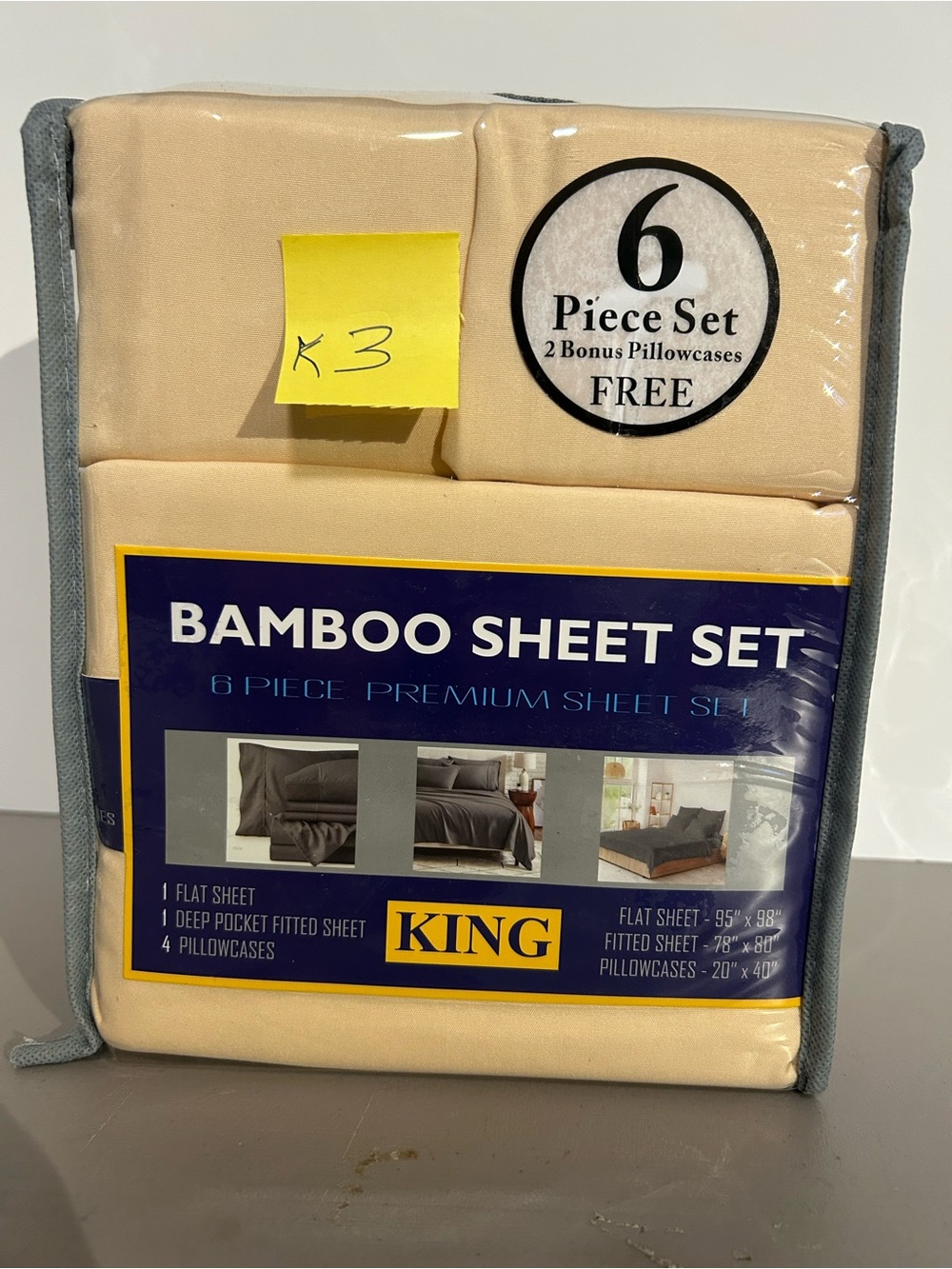 Bamboo Sheet Set - King - Cream/pale yellow
